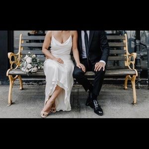 Cream Satin Slip Maxi Wedding Bridal Dress Boho